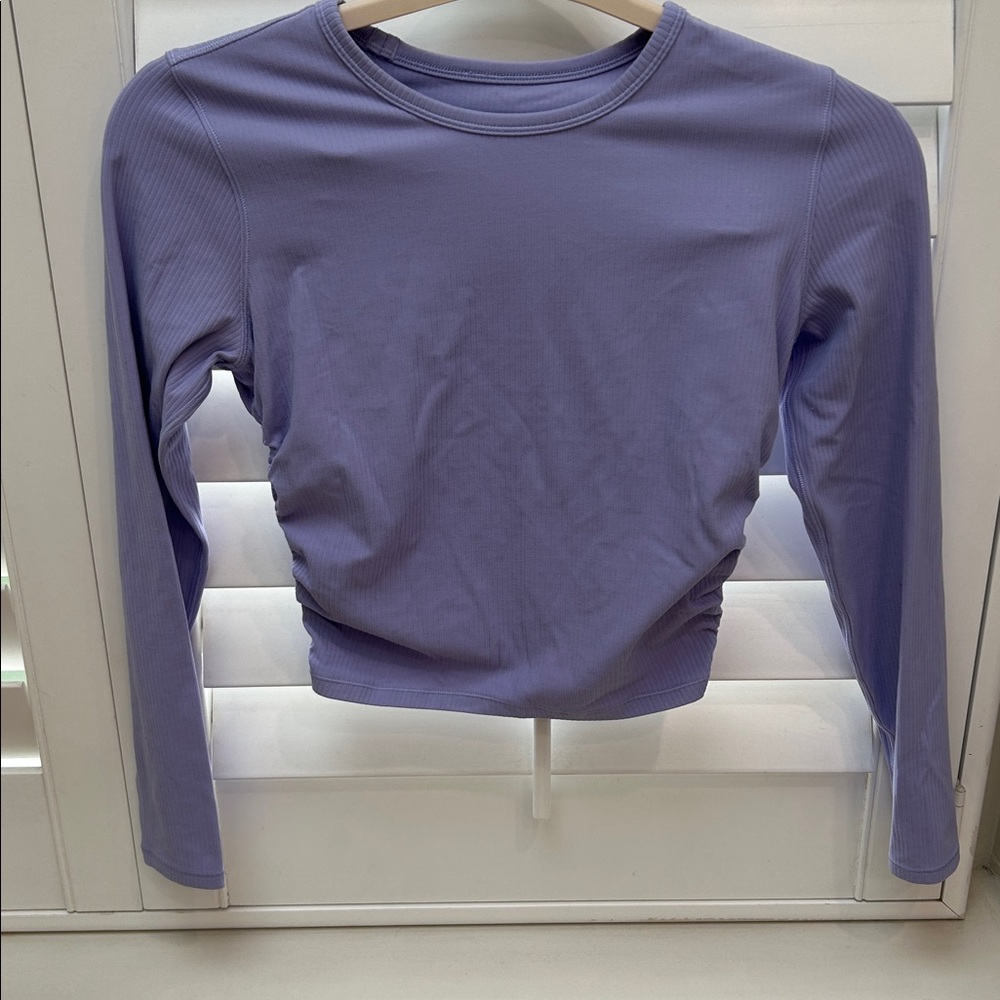 lululemon athletica Lilac Ribbed Long Sleeve Crop Top